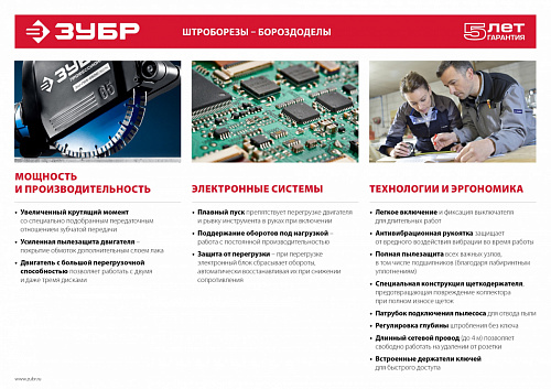 ЗУБР d 125 мм, 1200 Вт, 30 мм, штроборез (бороздодел) (ЗШ-30-1200 Т)