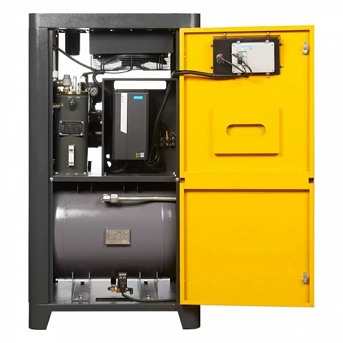 Винтовой компрессор ET-Compressors SL 7,5-08 D VS PM (IP23) V без муфты с частотным регулированием производительности и двигателем на постоянных магнитах вертикальное исполнение на ресивере 130 л