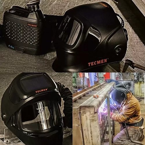 Сварочная маска с автоматическим светофильтром и подачей воздуха Tecmen TM1000 черная с PAPR