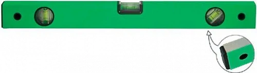 Уровень "Техно", 3 глазка, зеленый корпус, фрезерованная рабочая грань, шкала 1000 мм