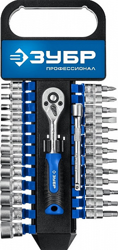 ЗУБР ТР-28, 28 предм. (1/4″), Набор торцовых головок (27645-H28)