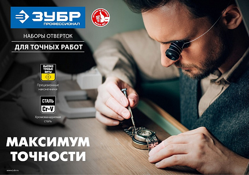 ЗУБР 24 предм., Отвертка для точных работ с насадками (25648-H24)