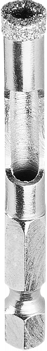 ЗУБР АВК d 12 мм (HEX 1/4″, 15 мм кромка), Вакуумное алмазное трубчатое сверло, Профессионал (29865-