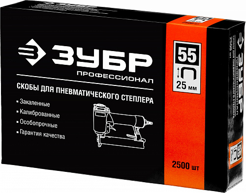 ЗУБР тип 18GA (55 / 90 / C) 40 мм, 2500 шт, скобы для степлера (31855-40)