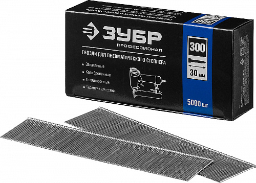 ЗУБР тип 18GA (47 / 300 / F) 30 мм, 5000 шт, гвозди для нейлера (31830-30)