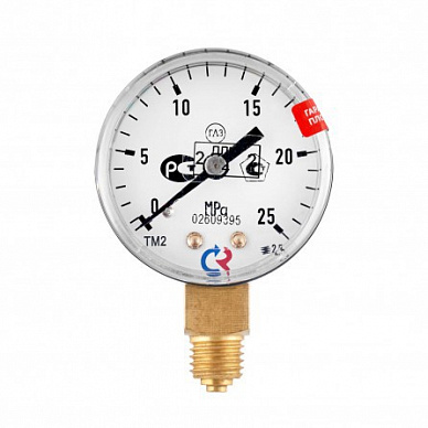 Манометр 25,0 мПа (поверенный), черный корпус / ПТК