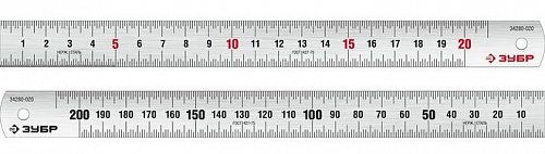 ЗУБР Про-20, длина 0,20 м, Усиленная нержавеющая линейка (34280-020)