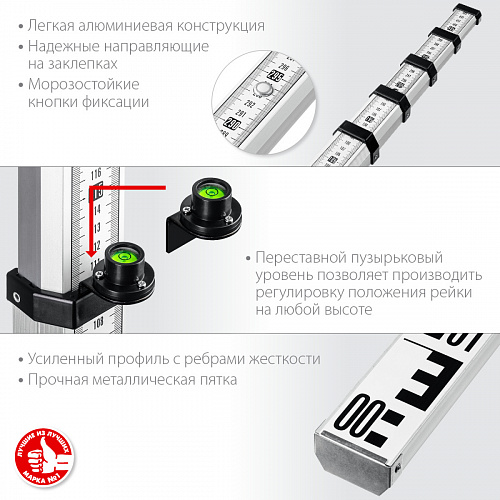 ЗУБР РГ 5, Геодезическая рейка (34948-5)