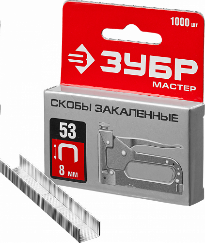 ЗУБР тип 53 (A/10/JT21) 14 мм, 1000 шт, калибр 23GA, скобы для степлера (31625-14)