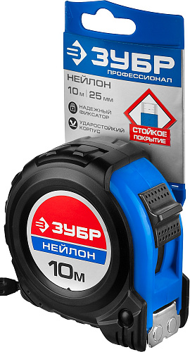 Рулетка ЗУБР Нейлон 10м х 25мм