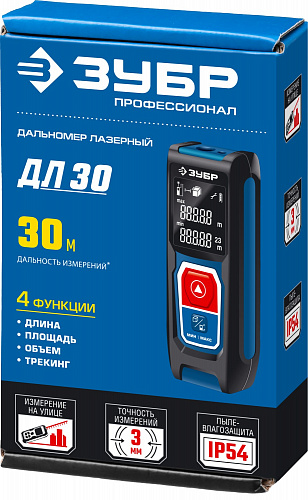 ЗУБР ДЛ-30 30 м, Лазерный дальномер, Профессионал (34927)