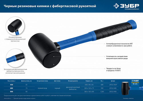 Черно-белая резиновая киянка ЗУБР 900 г