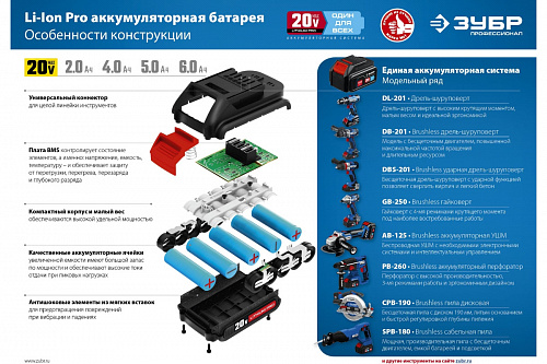 ЗУБР Т7, 20 В, 70 Н·м, без АКБ, бесщеточная дрель-шуруповерт, Профессионал (DB-201)