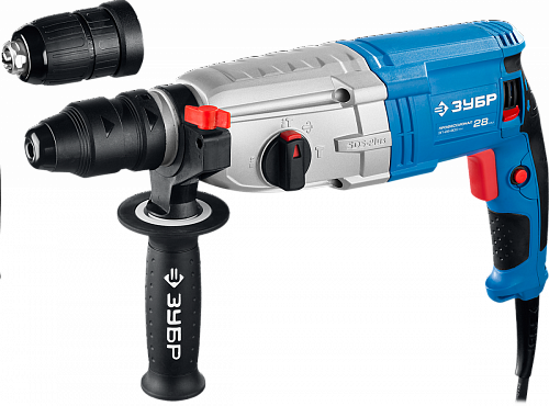 ЗУБР 28 мм, 800 Вт, перфоратор SDS Plus + БЗП, Профессионал (ЗП-28-800 КМ)