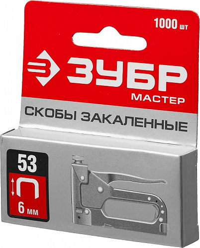 ЗУБР тип 53 (A/10/JT21) 6 мм, 1000 шт, калибр 23GA, скобы для степлера (31625-06)