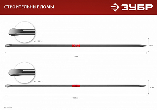 ЗУБР 1500 мм, d 28 мм, Строительный лом (2184-1.5)
