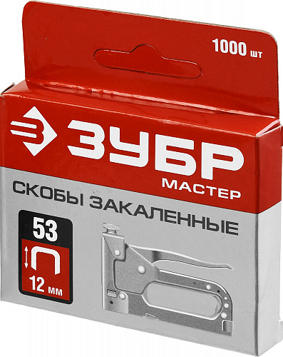ЗУБР тип 53 (A/10/JT21) 14 мм, 1000 шт, калибр 23GA, скобы для степлера (31625-14)