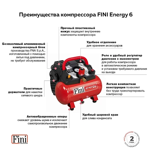 Компрессор безмасляный FINI ENERGY 6