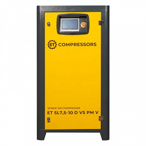 Винтовой компрессор ET-Compressors SL 7,5-10 D VS PM (IP23) V без муфты с частотным регулированием производительности и двигателем на постоянных магнитах вертикальное исполнение на ресивере 130 л