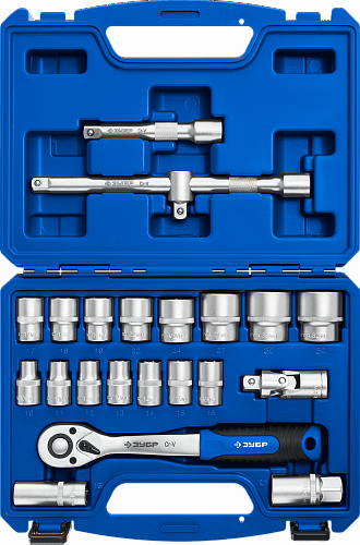 ЗУБР Mx-22, 22 предм. (1/2″), Универсальный набор инструмента (27632-H22)