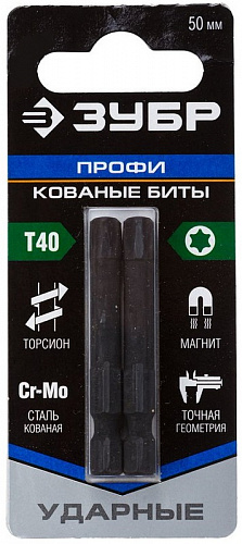 ЗУБР TX 40, 50 мм, 2 шт., Ударные биты (26025-40-50-S2)