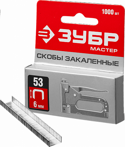 ЗУБР тип 53 (A/10/JT21) 14 мм, 1000 шт, калибр 23GA, скобы для степлера (31625-14)