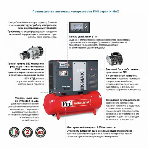 Винтовой компрессор без ресивера с прямым приводом FINI K-MAX 7,5-10