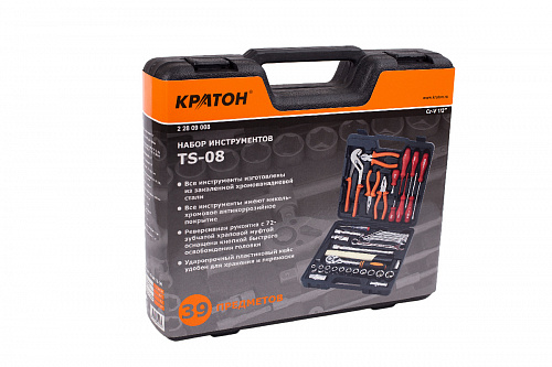Набор инструментов Кратон TS-08 1/2"+1/4" 39 пр