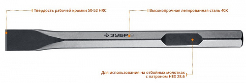 ЗУБР HEX 28,6 (Макита тип) Зубило плоское 35 х 400 мм