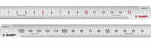 ЗУБР Про-15, длина 0,15 м, Усиленная нержавеющая линейка (34280-015)